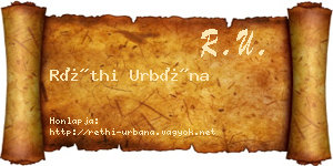 Réthi Urbána névjegykártya